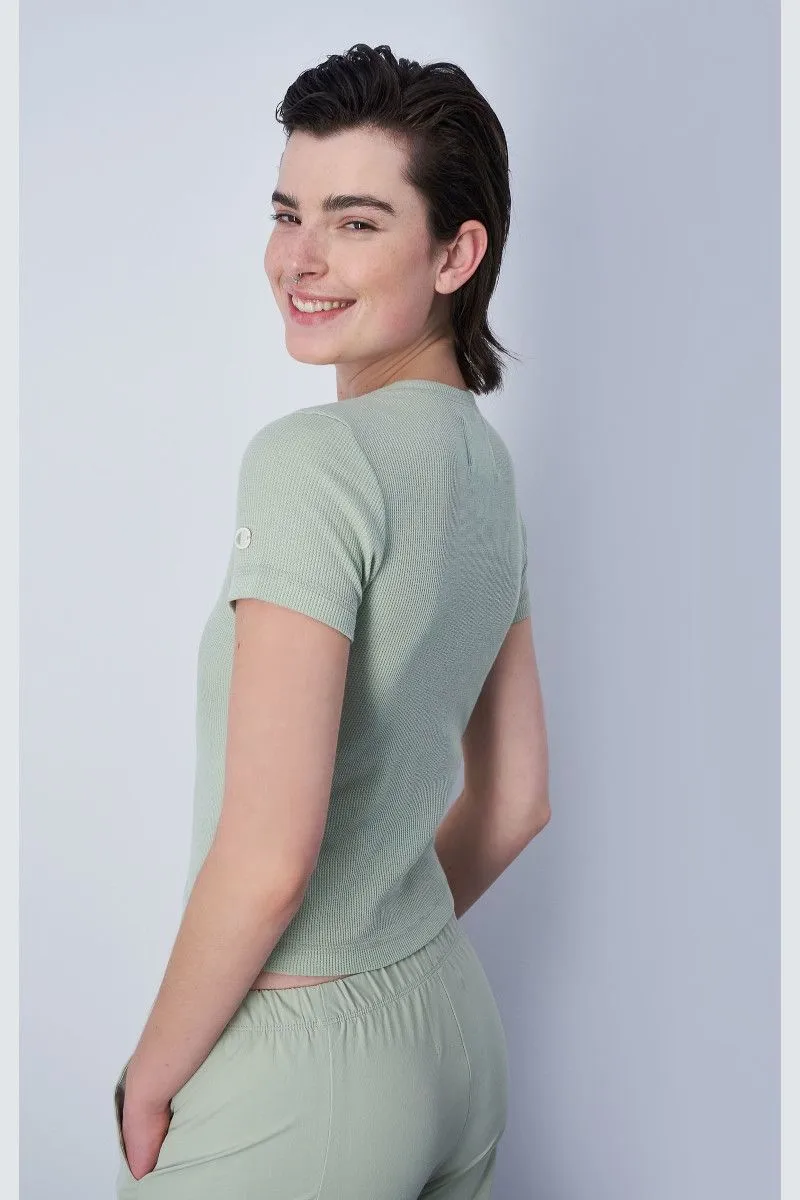 T-shirt slim in tessuto biologico donna Verde