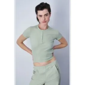 T-shirt slim in tessuto biologico donna Verde