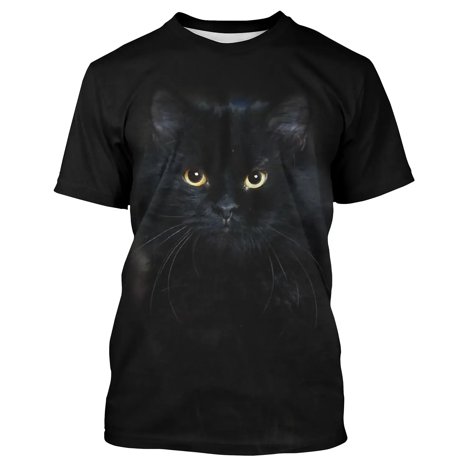 T shirt Tee Homme Femme 3D Imprimer Chat Noir Mignon Du Quotidien Fin De Semaine Basique Col Rond Normal Standard Chat 3D Peintu