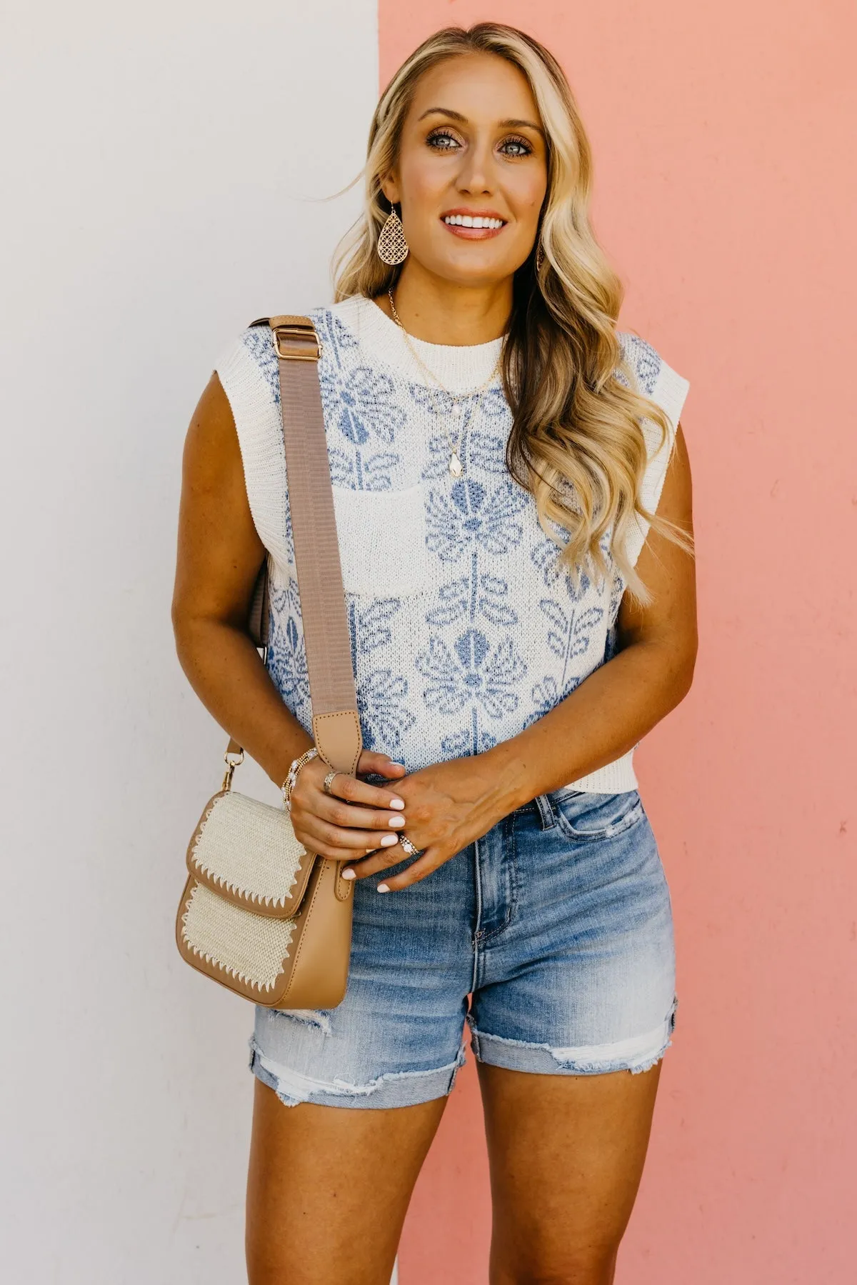 The Aisha Floral Sleeveless Sweater Top