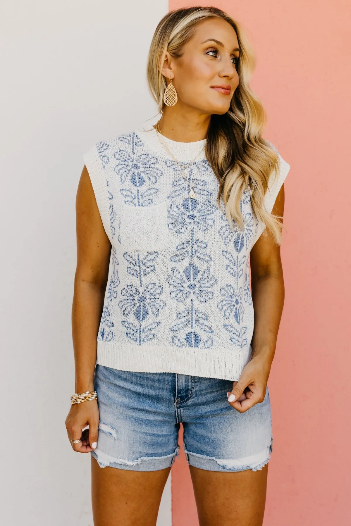 The Aisha Floral Sleeveless Sweater Top