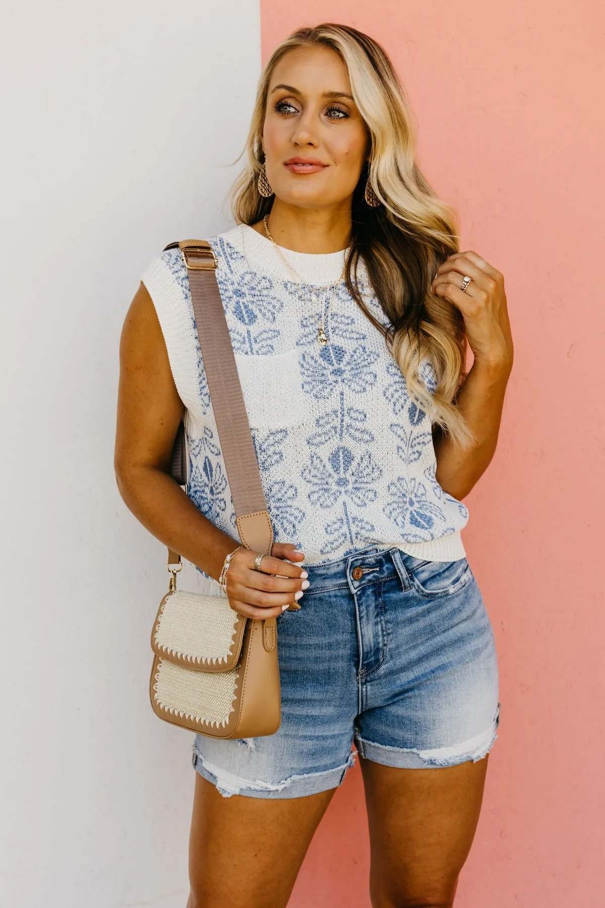 The Aisha Floral Sleeveless Sweater Top