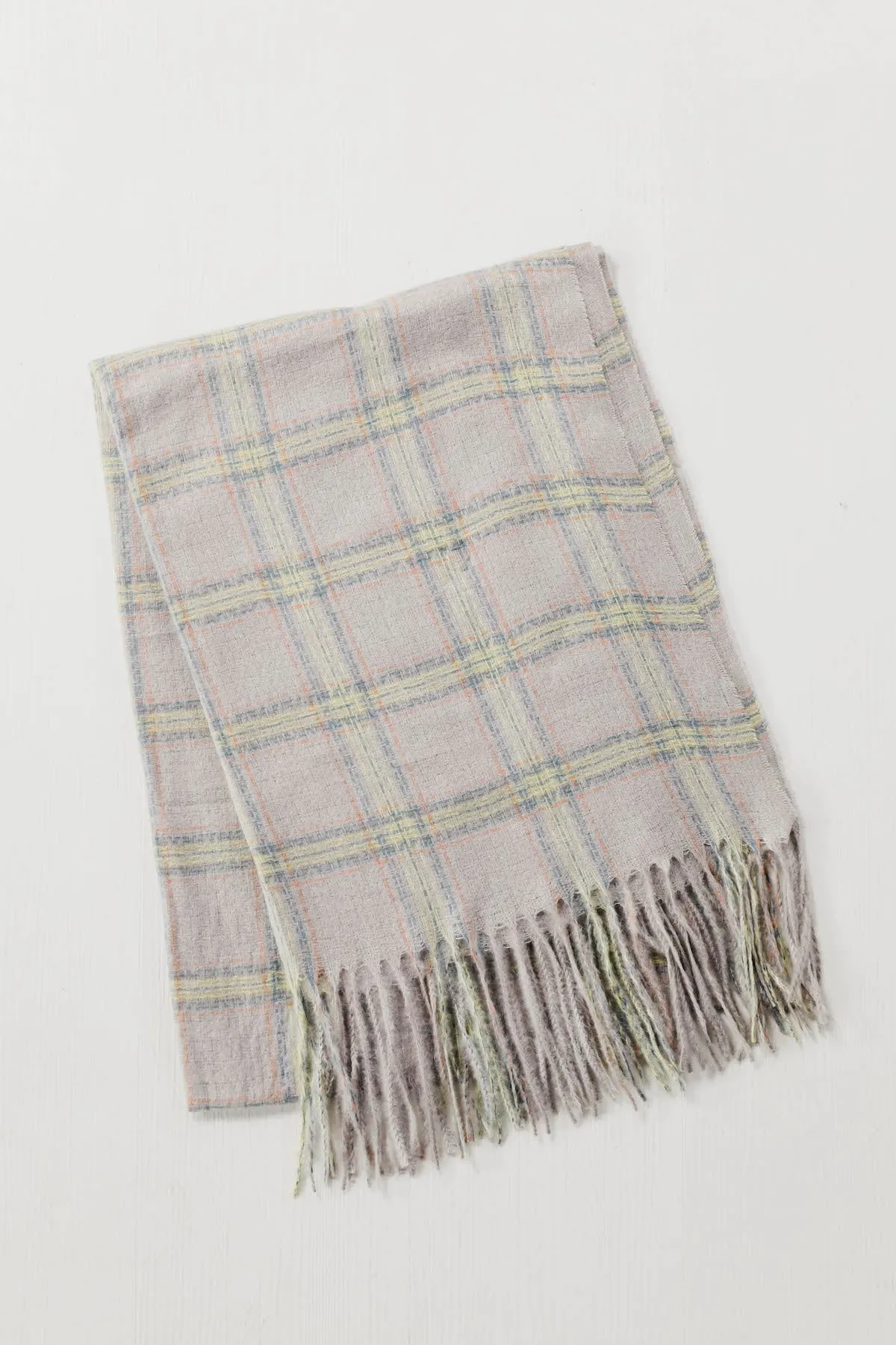 The Mason Plaid Neon Scarf - Grey