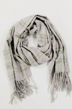 The Mason Plaid Neon Scarf - Grey