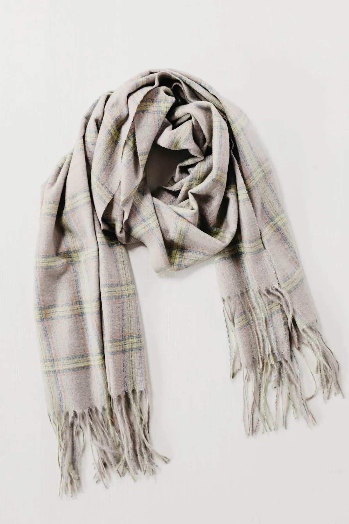 The Mason Plaid Neon Scarf - Grey