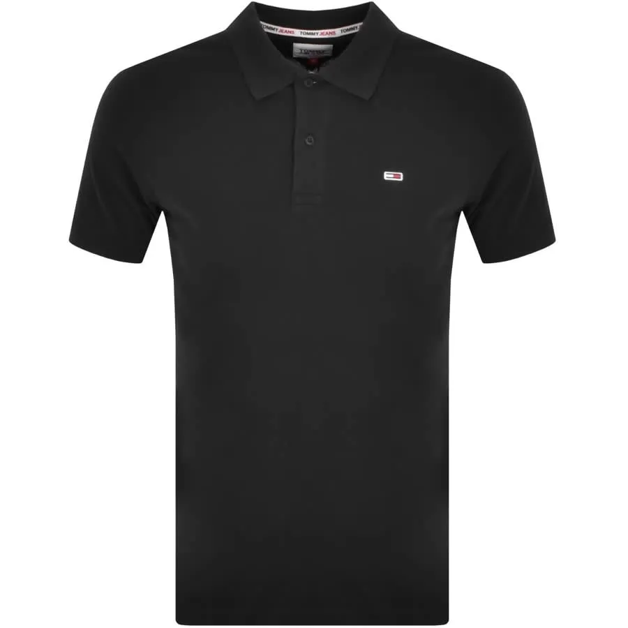 Tommy Jeans Slim Fit Placket Polo T Shirt Black