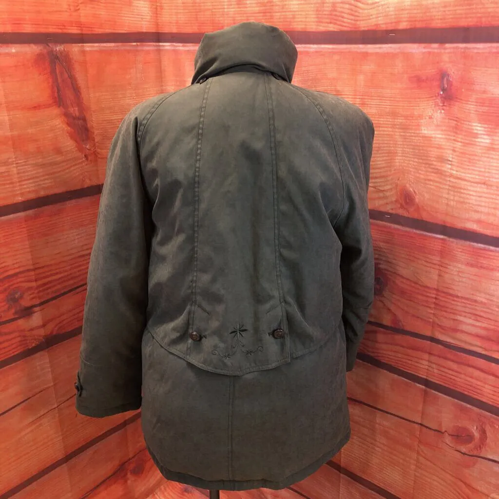 UD UTEX DESIGN ARMY GREEN DOWN FILLED OVERCOAT SIZE LARGE TCC