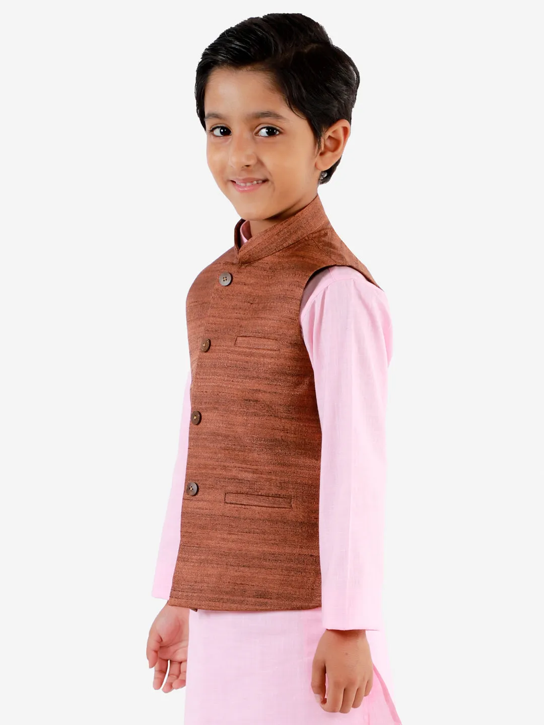 Vastramay Coffee Brown Baap Beta Ethnic Jacket Set