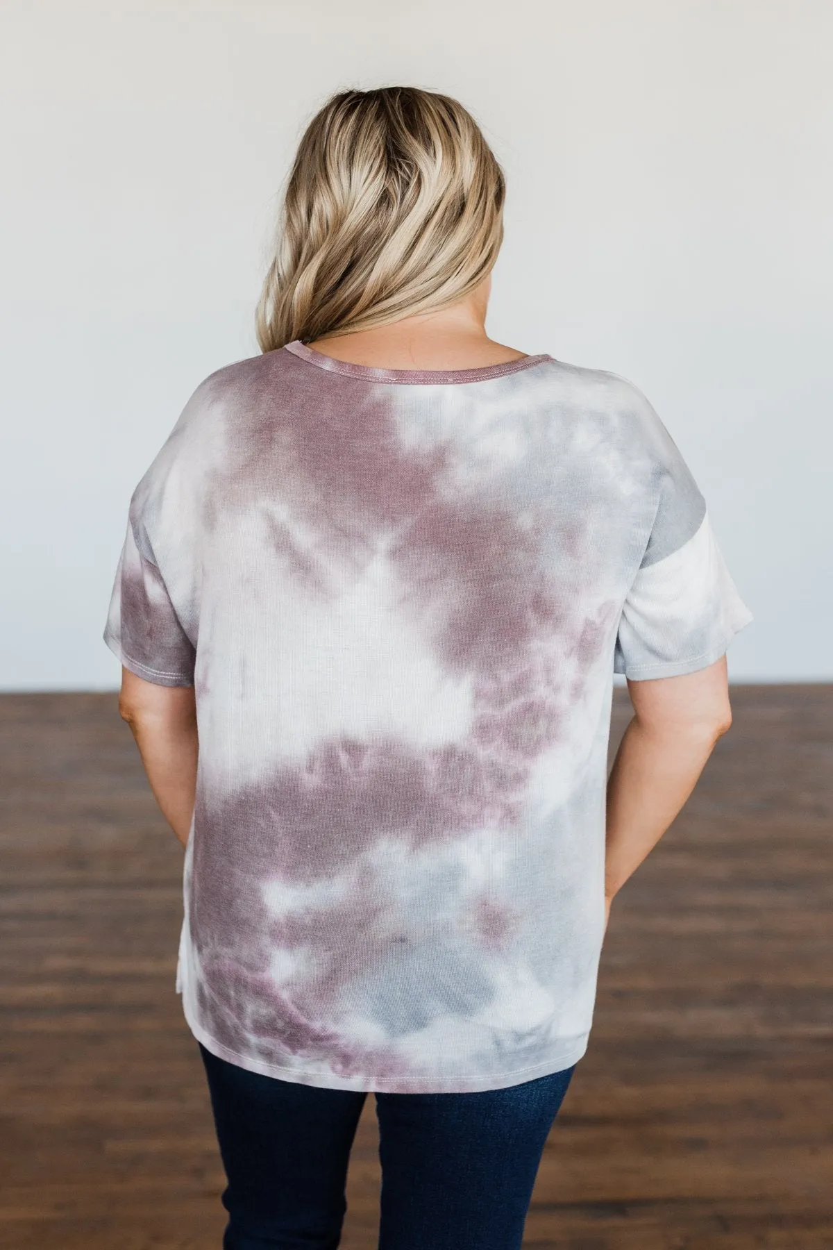 Whatever You Say Tie Dye Top- Plum & Grey