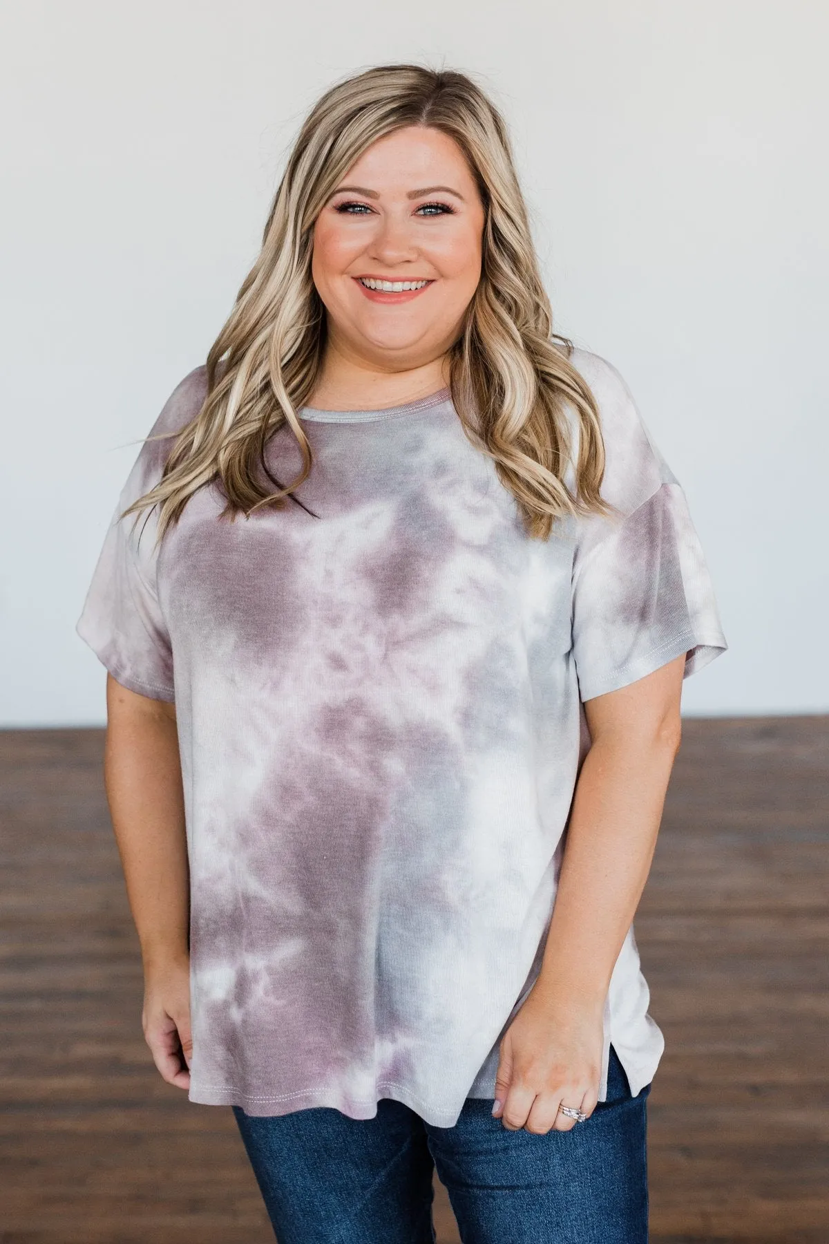 Whatever You Say Tie Dye Top- Plum & Grey