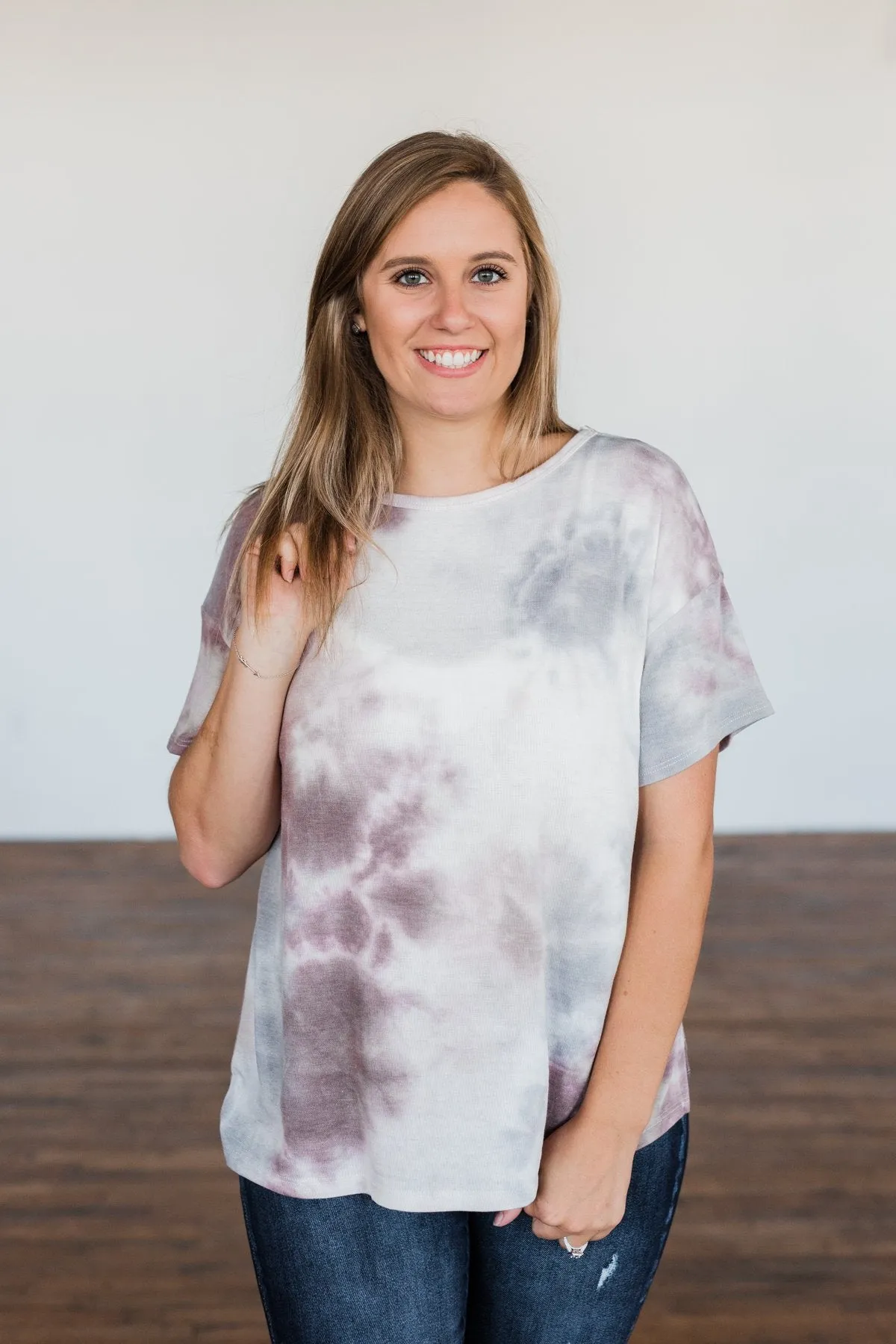 Whatever You Say Tie Dye Top- Plum & Grey