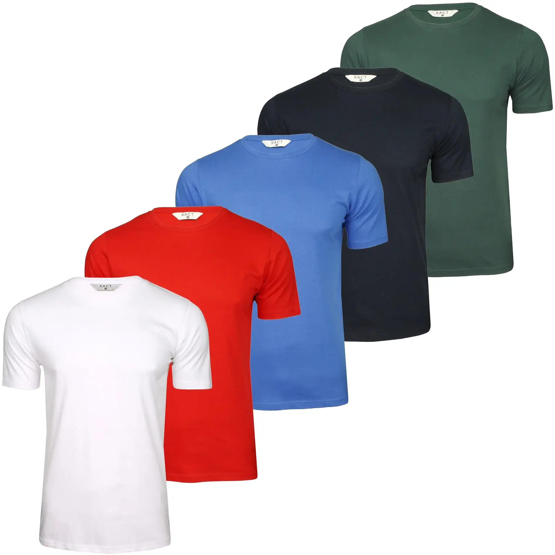 Xact Mens 5-Pack Plain Crew Neck Cotton T-Shirts