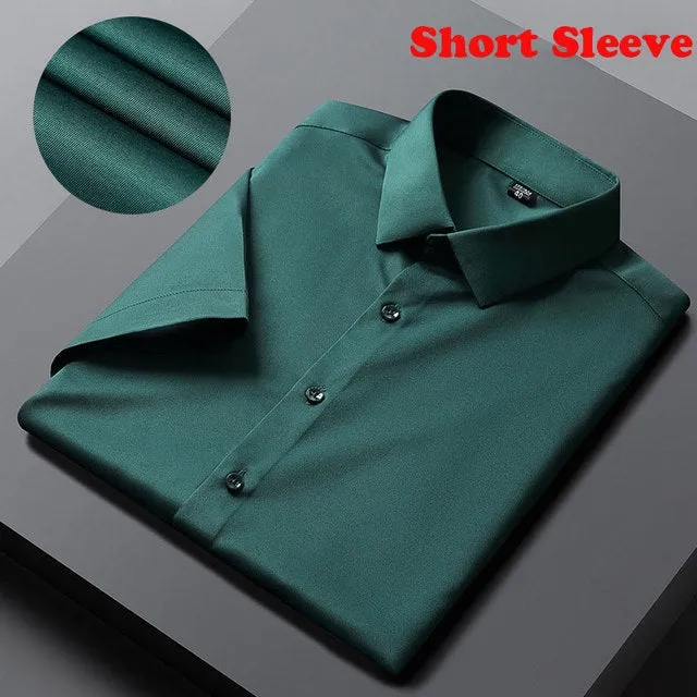 Xituodai Green Mens Dress Shirts 2022 Brand New Superfine Long Sleeve Shirt Men Slim Fit Elastic Breathable Non-Iron Quality Shi