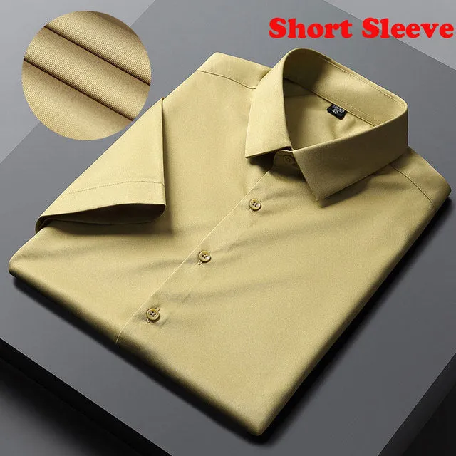 Xituodai Green Mens Dress Shirts 2022 Brand New Superfine Long Sleeve Shirt Men Slim Fit Elastic Breathable Non-Iron Quality Shi