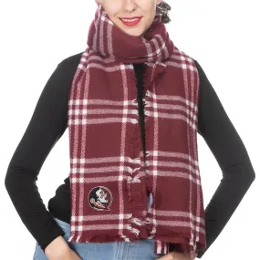 ZooZatz Women's Seminole Logo Plaid Scarf - Garnet/White